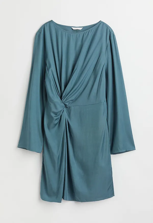 H & M - Draperad klänning - Turkos
