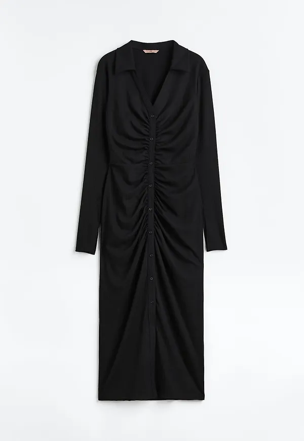 H & M - Draperad trikåklänning - Svart