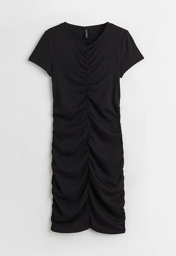 H & M - Draperad trikåklänning - Svart