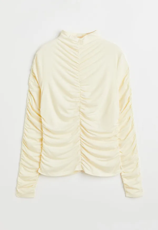 H & M - Draperad tröja med halvpolo - Vit