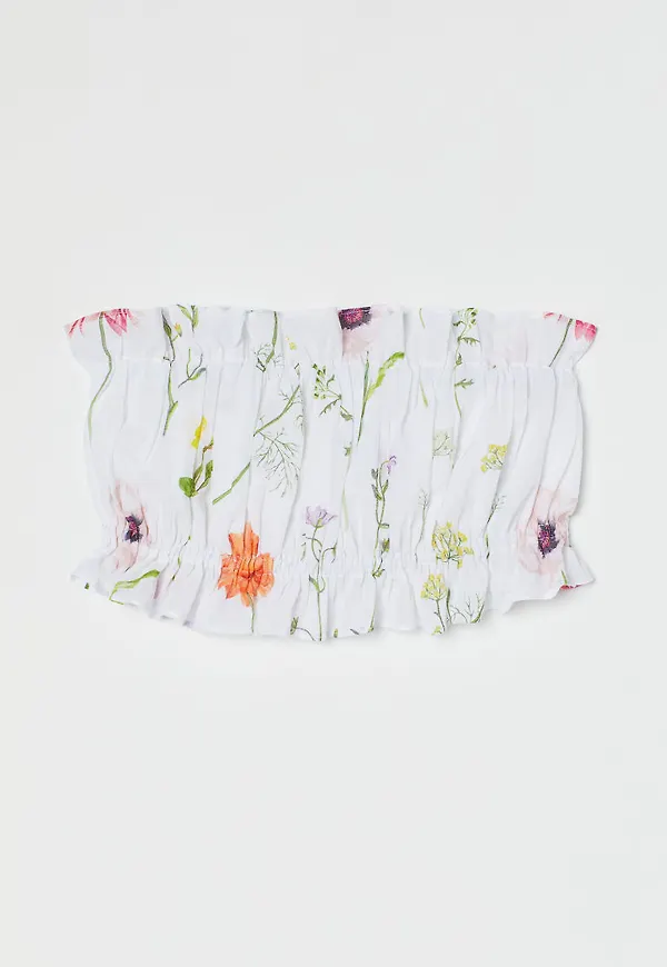 H & M - Draperad tubtopp - Vit