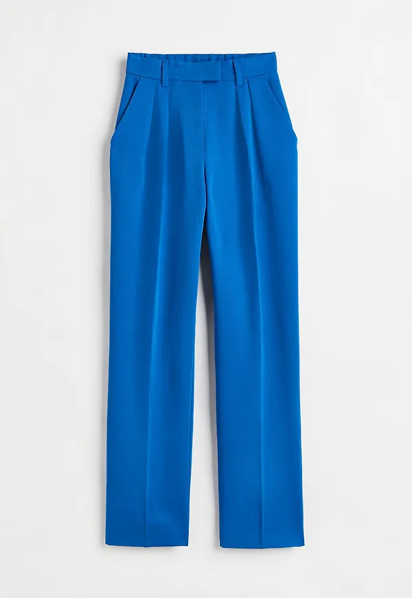 H & M - Dressad byxa med hög midja - Blå