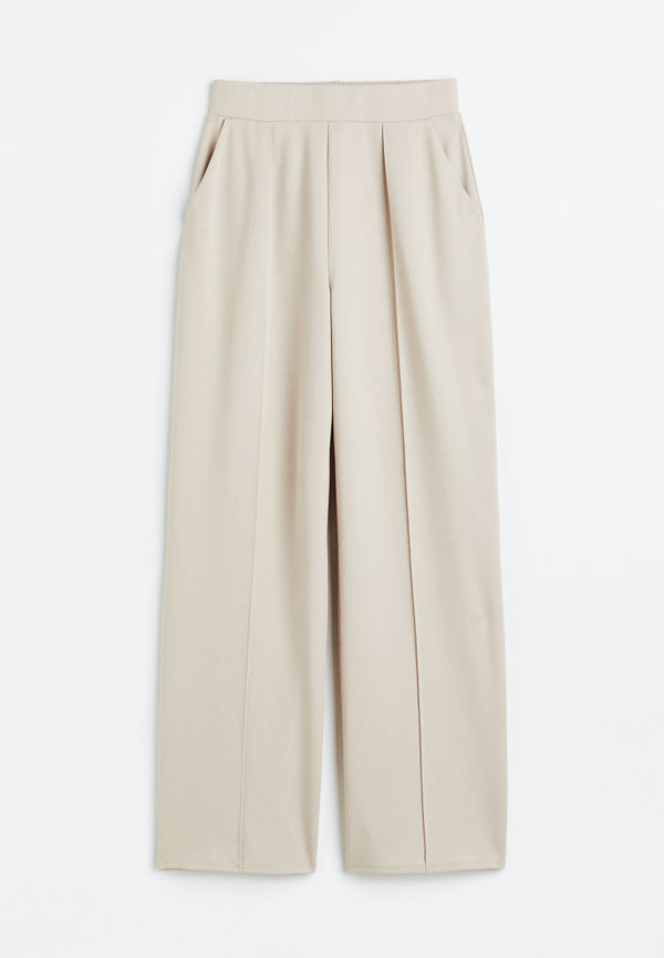 H & M - Dressad byxa med hög midja - Brun