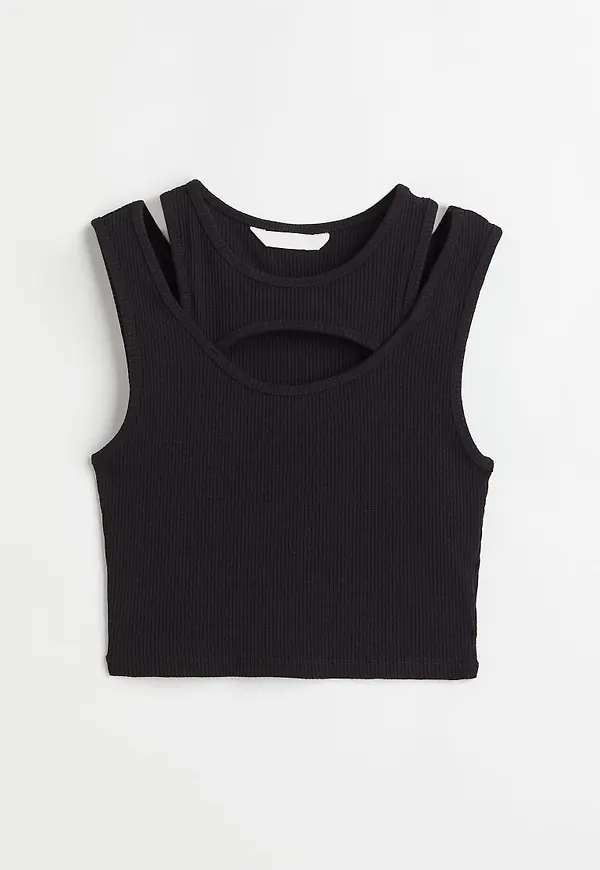 H & M - Dubblerad croptop - Svart
