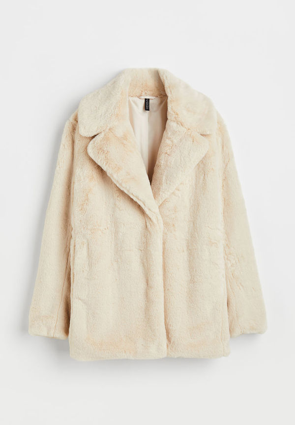 H & M - Enkelknäppt jacka i pile - Beige