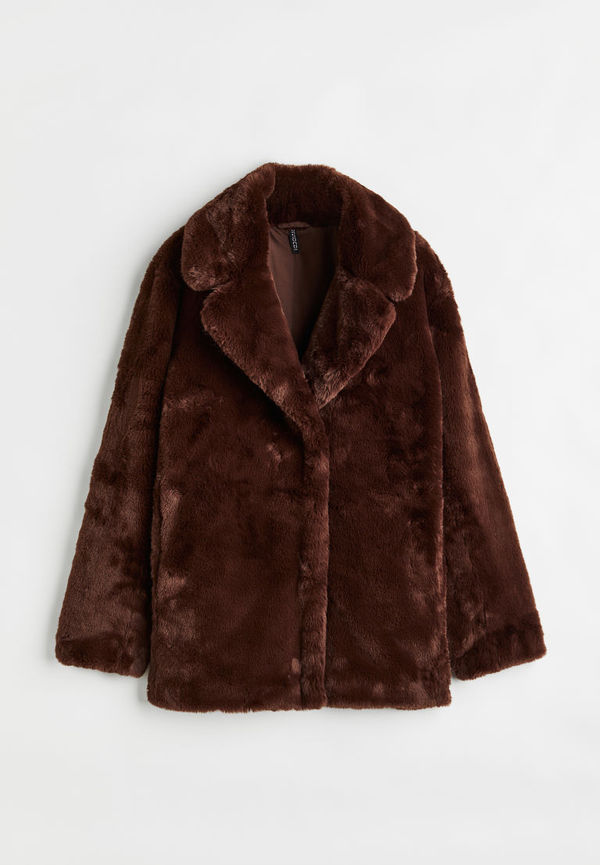 H & M - Enkelknäppt jacka i pile - Brun