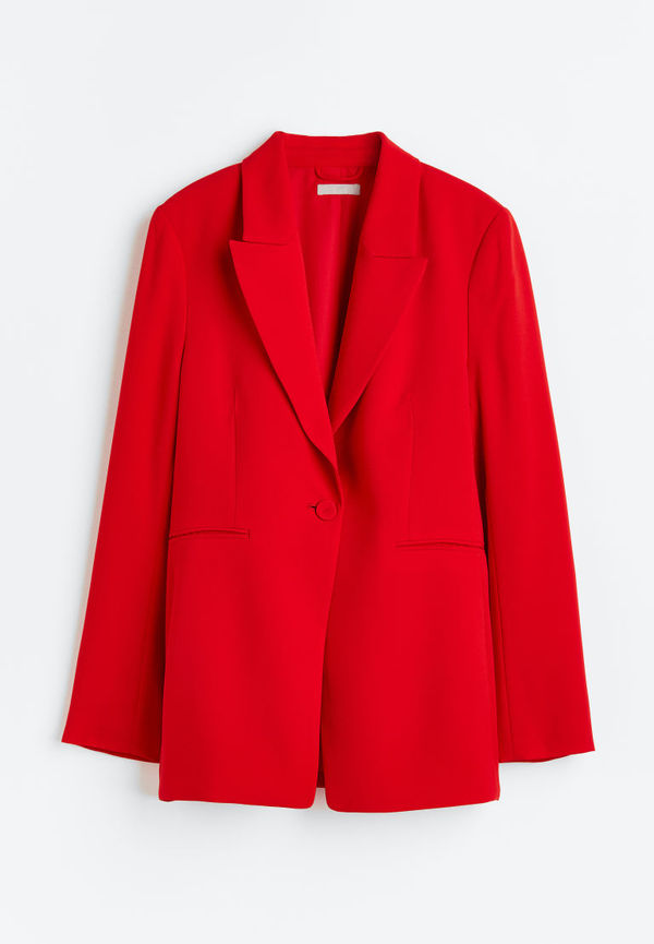 H & M - Enkelknäppt kavaj - Röd