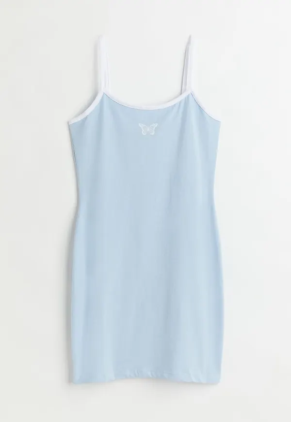 H & M - Figurnära trikåklänning - Blå