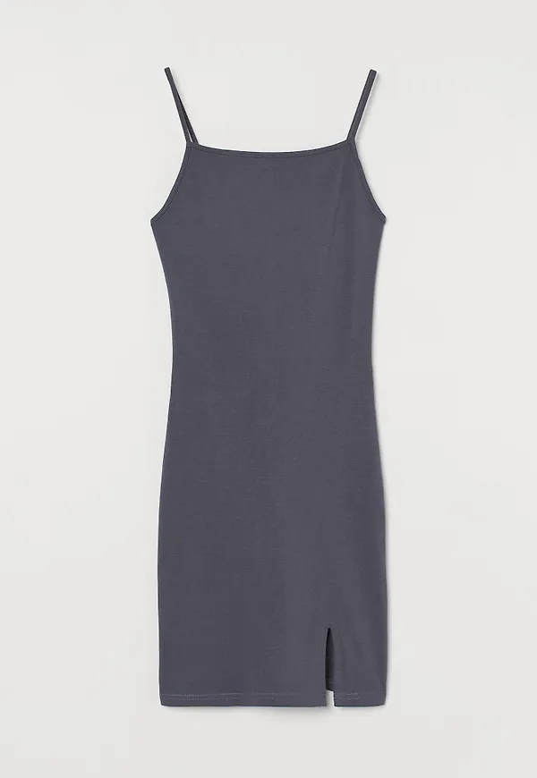 H & M - Figurnära trikåklänning - Grå