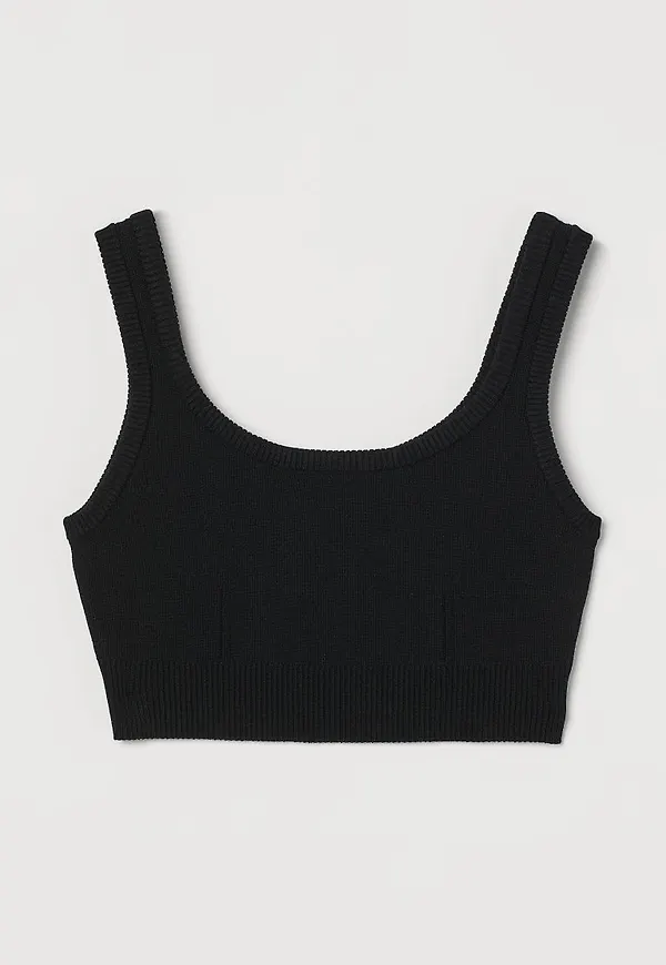 H & M - Finstickad croptop - Svart