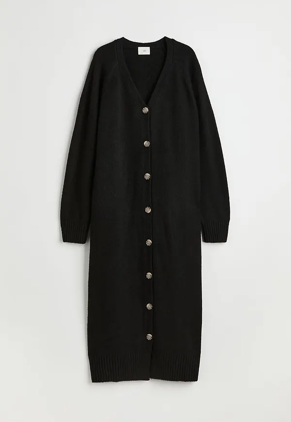 H & M - Finstickad koftklänning - Svart