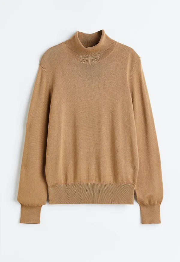 H & M - Finstickad polotröja - Beige