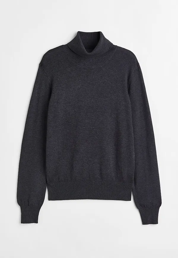 H & M - Finstickad polotröja - Grå