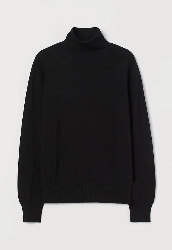 H & M - Finstickad polotröja - Svart