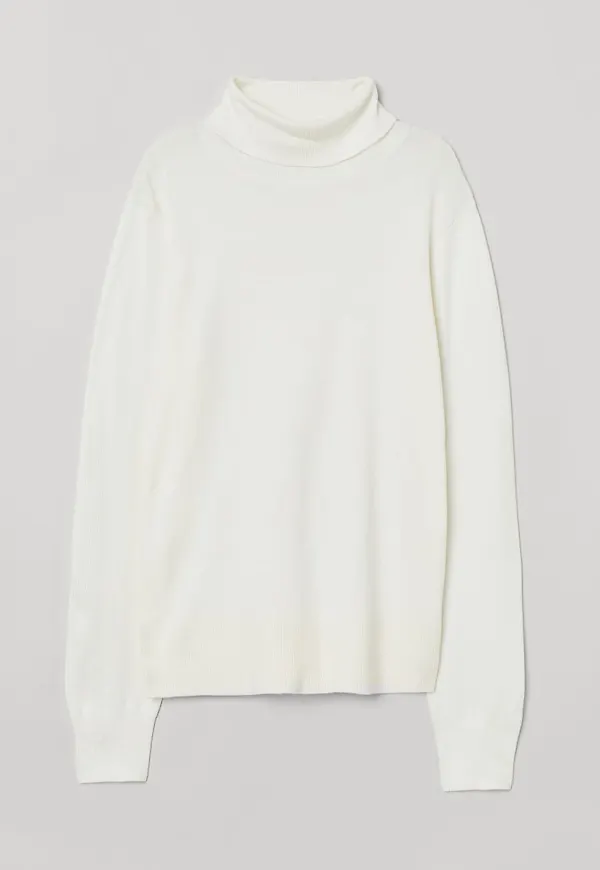 H & M - Finstickad polotröja - Vit