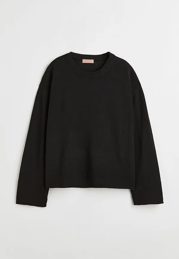 H & M - Finstickad tröja - Svart