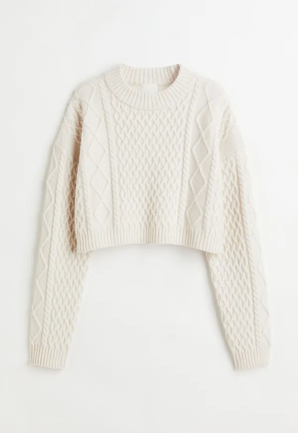 H & M - Flätstickad tröja - Beige