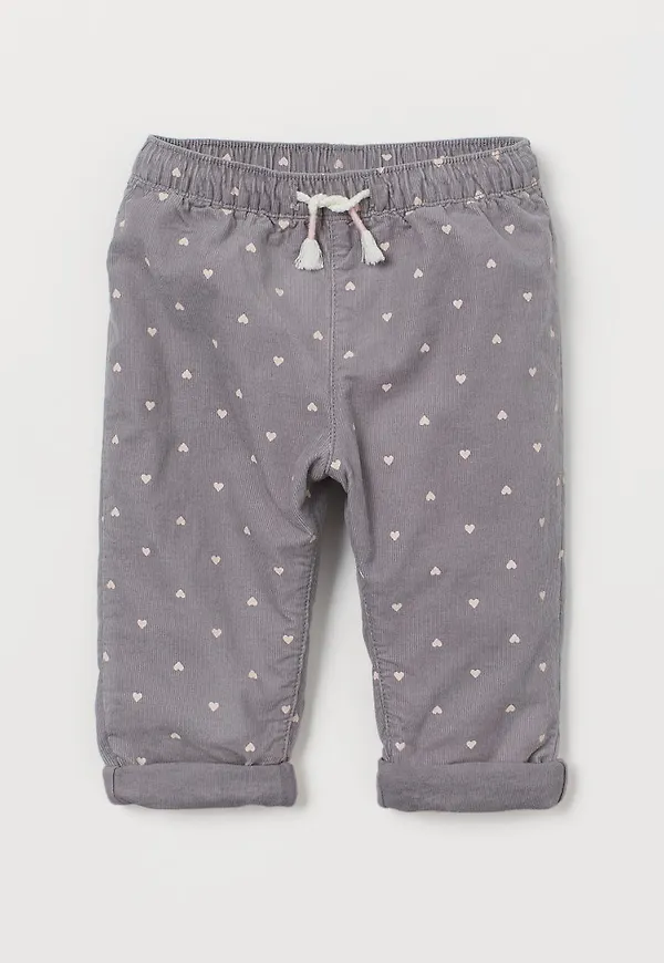 H & M - Fodrad manchesterbyxa - Grå