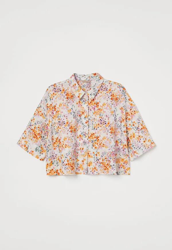 H & M - H & M+ Croppad linneskjorta - Beige