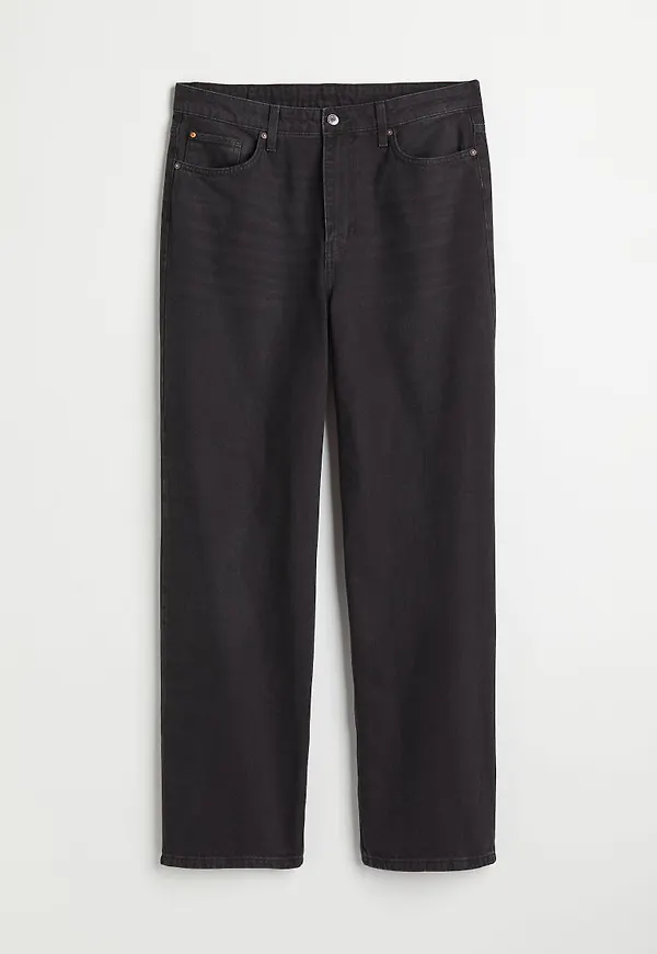 H & M - H & M+ Loose Straight High Jeans - Svart