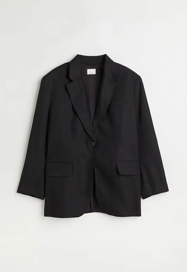 H & M - H & M+ Oversized kavaj i linmix - Svart