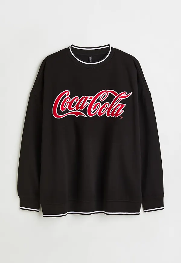 H & M - H & M+ Oversized sweatshirt med tryck - Svart