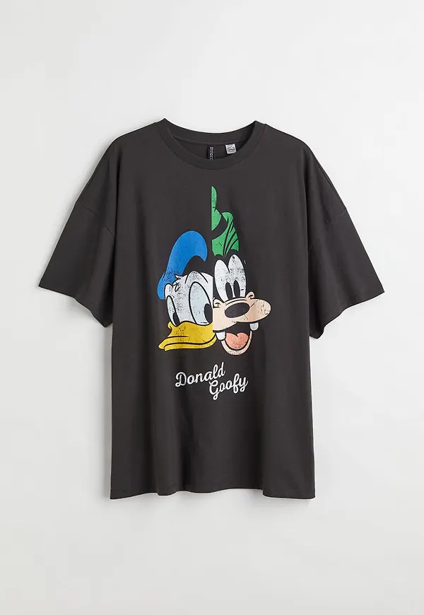 H & M - H & M+ Oversized t-shirt med tryck - Grå