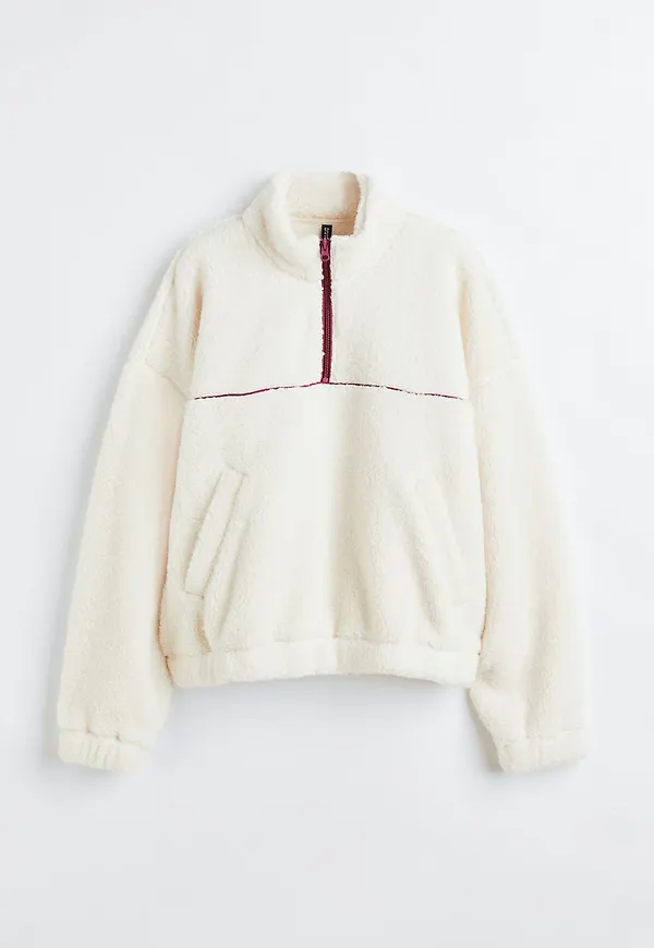 H & M - H & M+ Pilesweatshirt med dragkedja - Vit