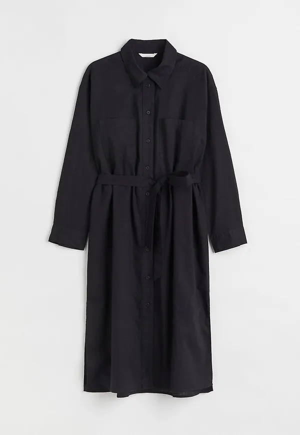 H & M - H & M+ Skjortklänning i linmix - Svart