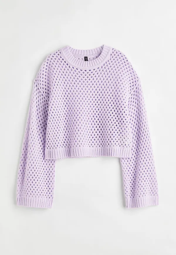 H & M - Hålstickad tröja - Lila