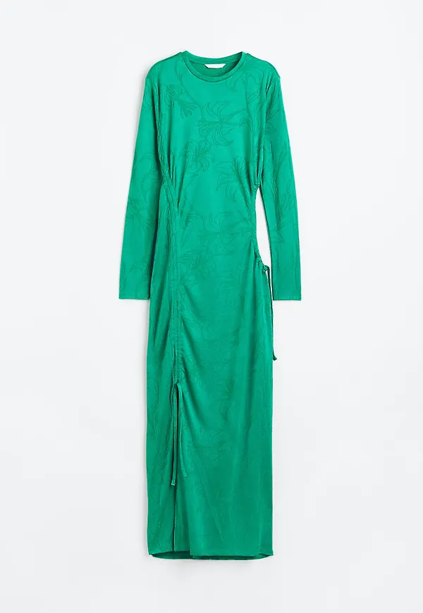 H & M - Jacquardmönstrad trikåklänning - Grön