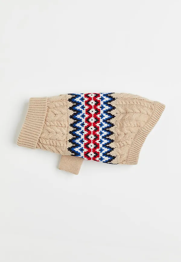 H & M - Jacquardstickad hundtröja - Beige