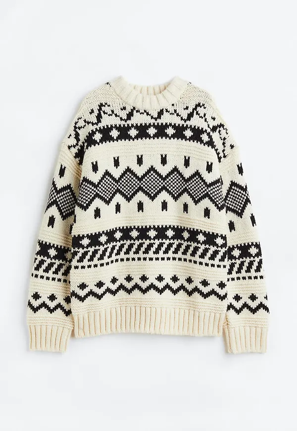 H & M - Jacquardstickad tröja - Vit
