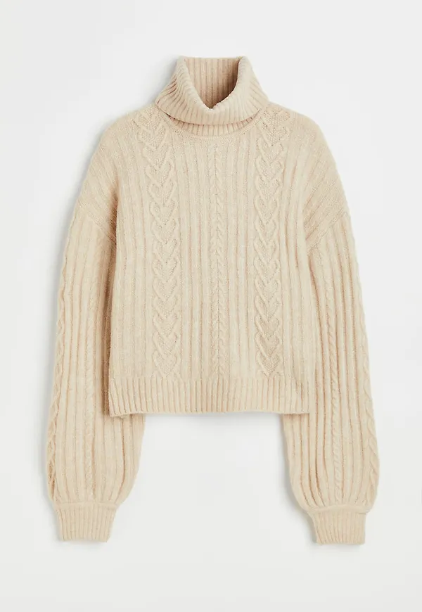 H & M - Kabelstickad polotröja - Beige