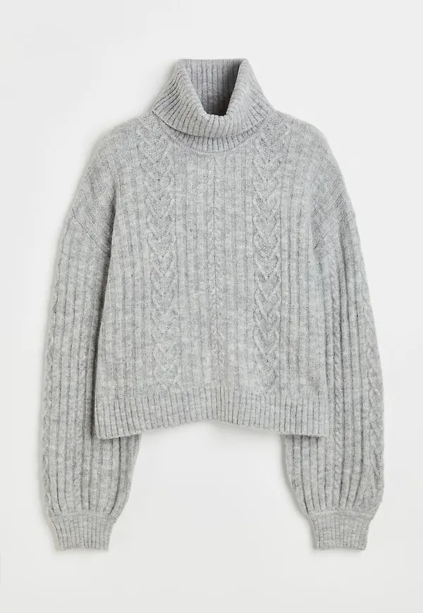 H & M - Kabelstickad polotröja - Grå