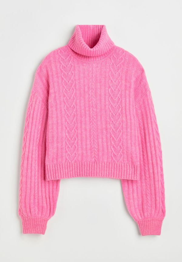 H & M - Kabelstickad polotröja - Rosa