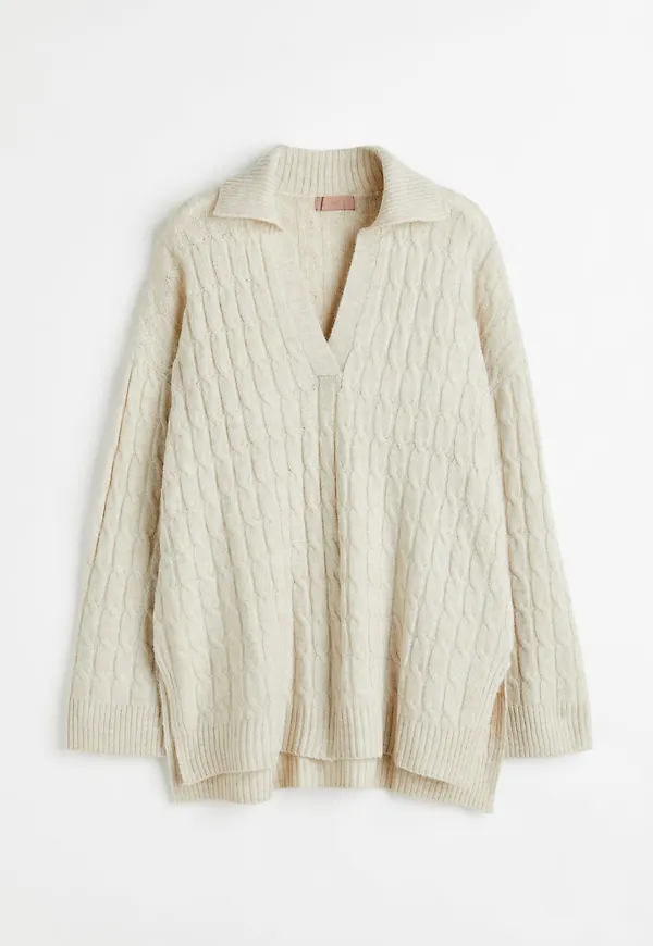 H & M - Kabelstickad tröja - Beige