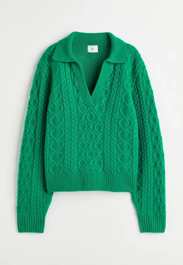 H & M - Kabelstickad tröja - Grön