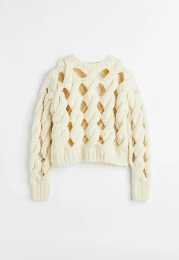 H & M - Kabelstickad tröja - Vit