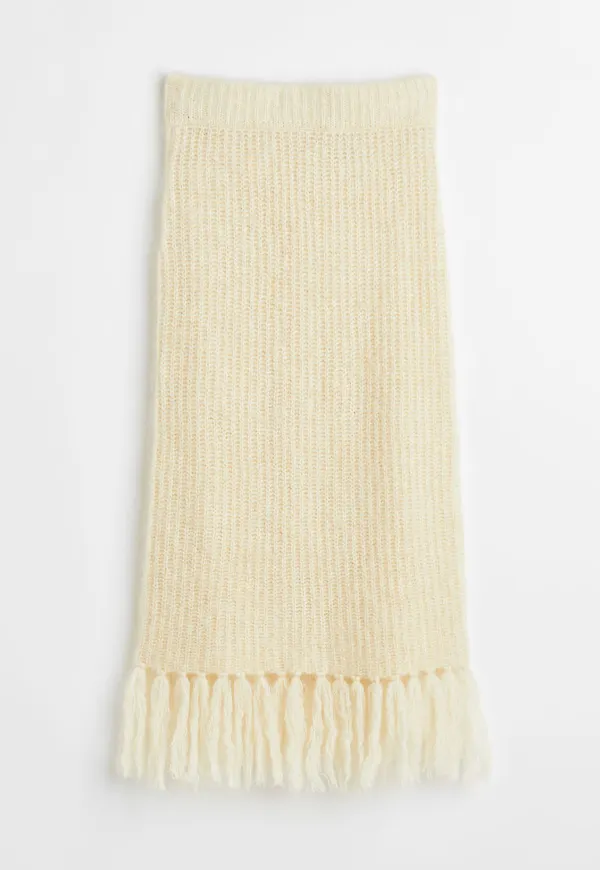 H & M - Kjol med fransar - Vit