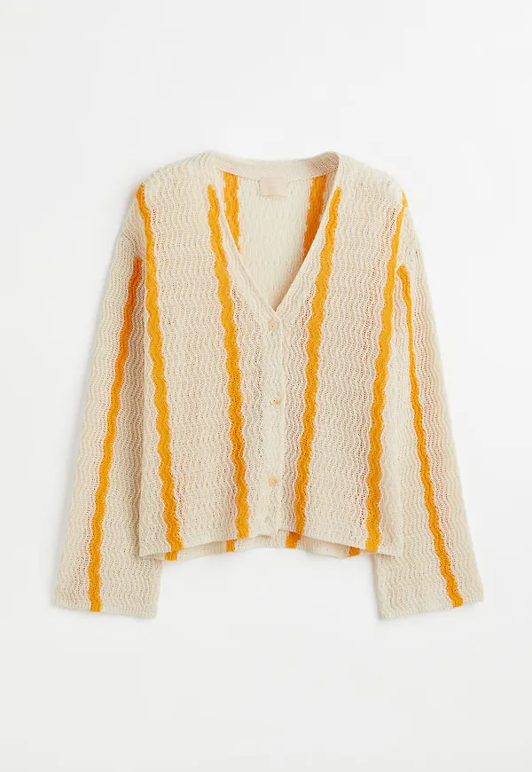 H & M - Knitted cotton cardigan - Gul