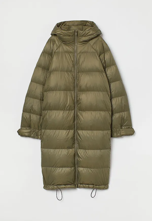 H & M - Knälång dunjacka - Grön