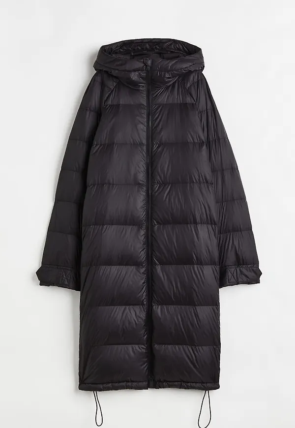 H & M - Knälång dunjacka - Svart