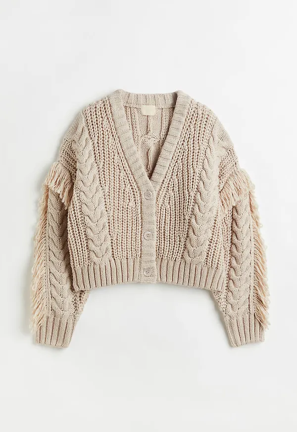 H & M - Kofta med fransar - Beige