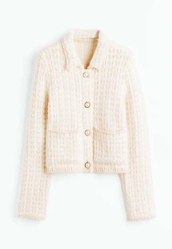 H & M - Kofta med krage - Vit