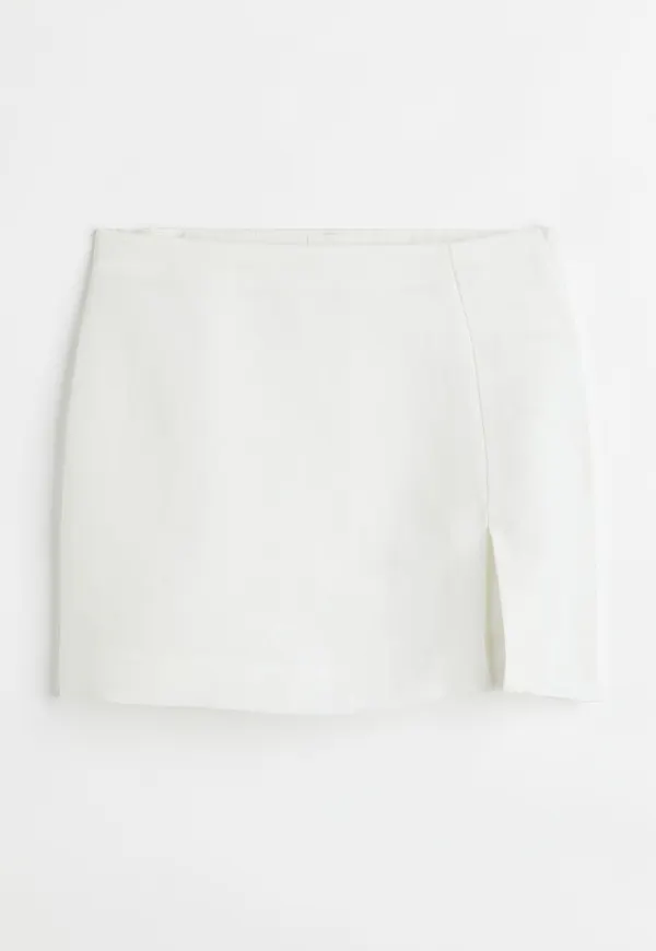 H & M - Kort kjol i linmix - Vit