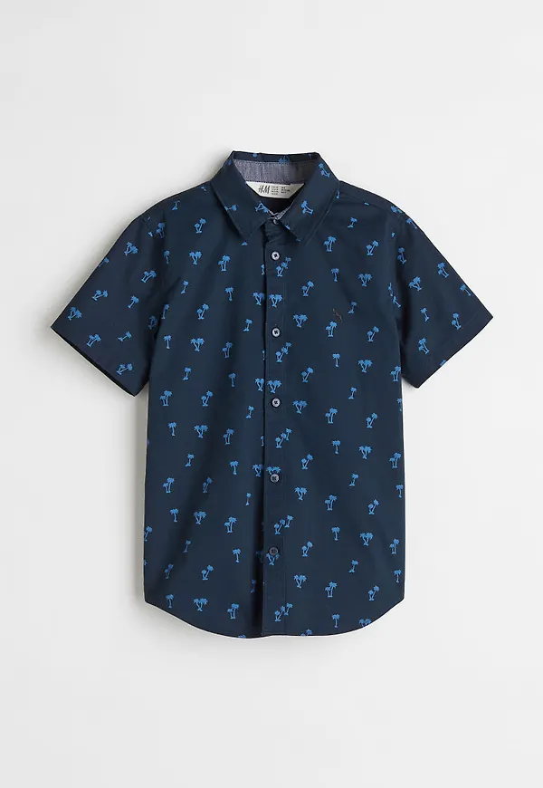 H & M - Kortärmad bomullsskjorta - Blå