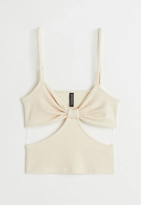 H & M - Krinklad cut out-topp - Beige