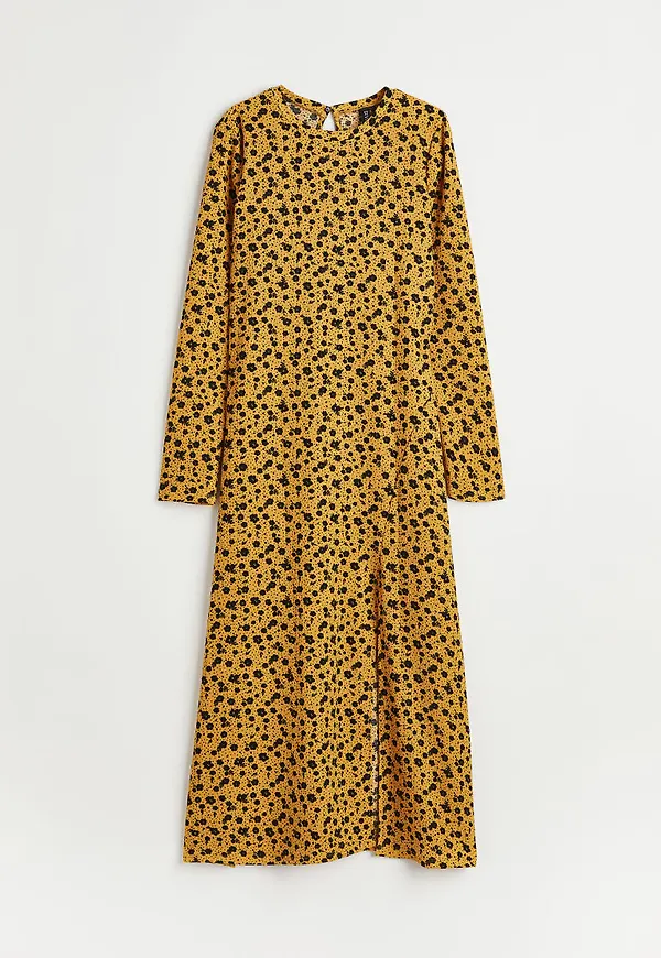 H & M - Krinklad trikåklänning - Gul