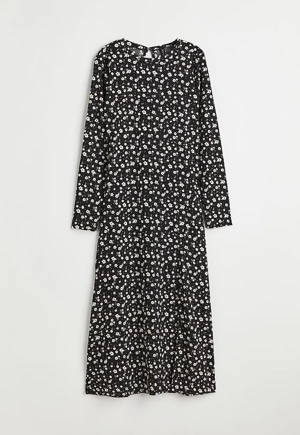 H & M - Krinklad trikåklänning - Svart